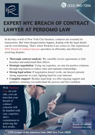 Expert NYC Breach of Contract Lawyer at Perdomo Law
