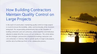 How Building Contractors Maintain Quality Control on Large Projects