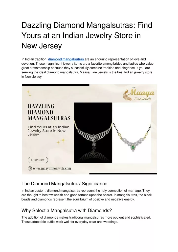 dazzling diamond mangalsutras find yours at an indian jewelry store in new jersey