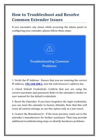 How to Troubleshoot and Resolve Common Extender Issues