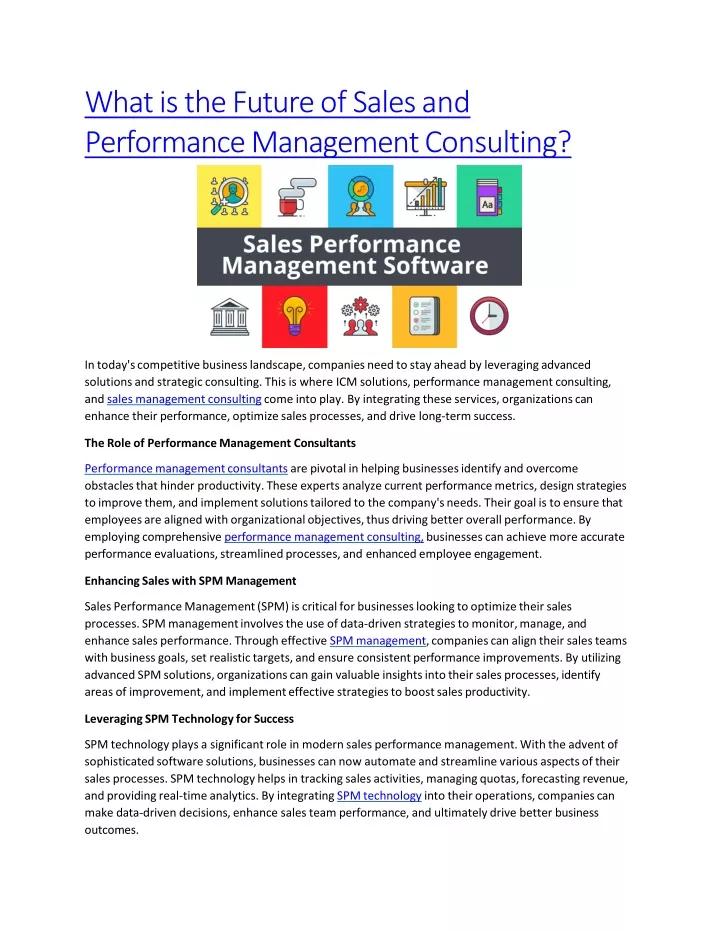 what is the future of sales and performance management consulting