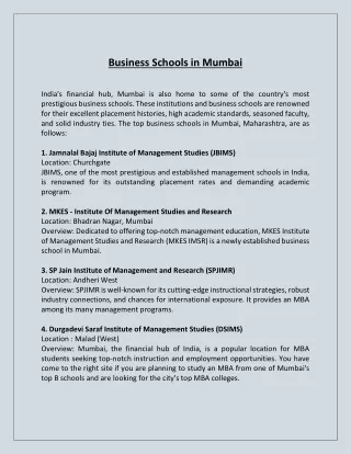 business schools in mumbai