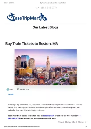 Buy Amtrak Train Tickets to Boston