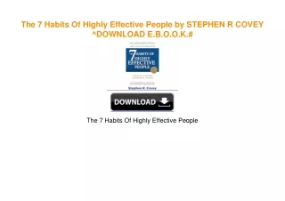 The 7 Habits Of Highly Effective People by STEPHEN R COVEY ^DOWNLOAD E.B.O.O.K.#