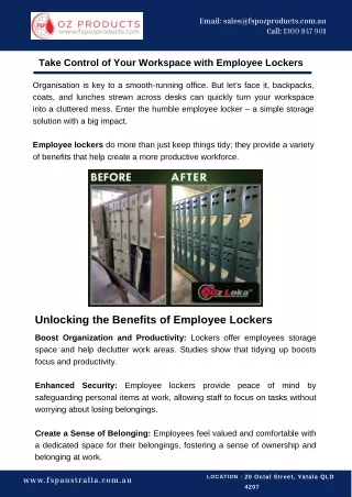Take Control of Your Workspace with Employee Lockers