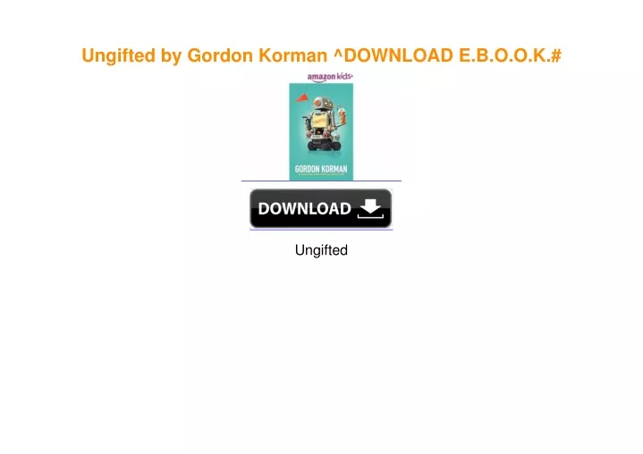 PPT - Ungifted by Gordon Korman ^DOWNLOAD E.B.O.O.K.# PowerPoint ...