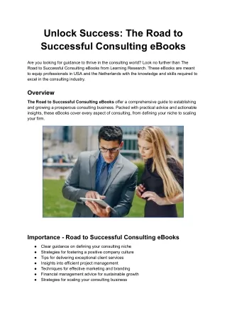 Unlock Success: The Road to Successful Consulting eBooks