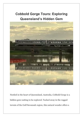 Cobbold Gorge Tours Exploring Queensland’s Hidden Gem