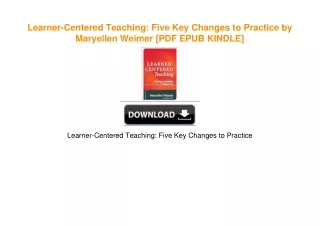 Learner-Centered Teaching: Five Key Changes to Practice by Maryellen Weimer [KINDLE