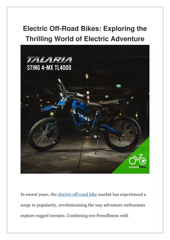 electric off road bikes exploring the thrilling