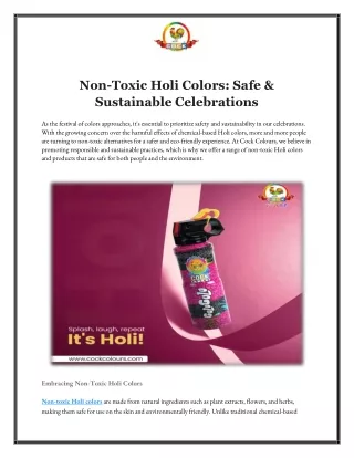 Non-Toxic Holi Colors: Safe & Sustainable Celebrations