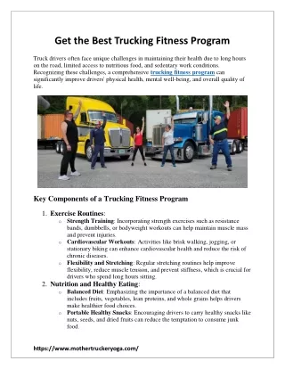 Get the Best Trucking Fitness Program