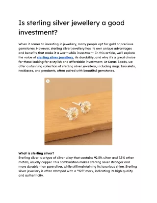 Is sterling silver jewellery a good investment