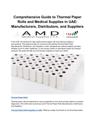 Comprehensive Guide to Thermal Paper Rolls and Medical Supplies in UAE_ Manufacturers, Distributors, and Suppliers