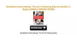 Qualitative Interviewing: The Art of Hearing Data by Herbert J. Rubin [KINDLE EBOOK EPUB]