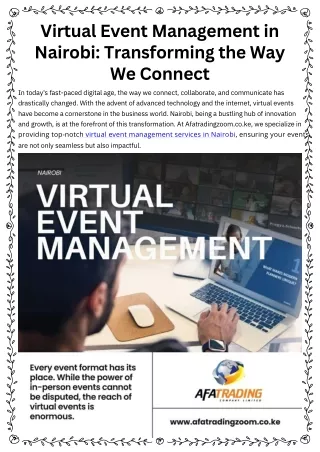 Virtual Event Management in Nairobi Transforming the Way We Connect