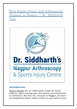 Best Sports Injury and Arthroscopy Surgeon in Nagpur