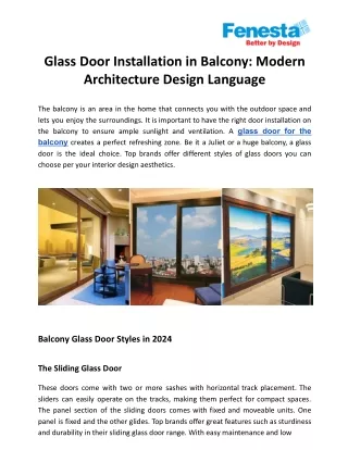 Glass Door Installation in Balcony - Modern Architecture Design Language