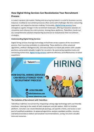 How Digital Hiring Services Can Revolutionize Your Recruitment Process