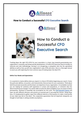 how to conduct a successful cfo executive search