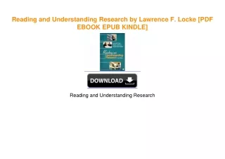 Reading and Understanding Research by Lawrence F. Locke [PDF EBOOK EPUB KINDLE]