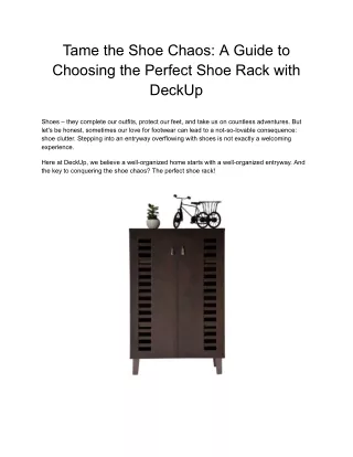 Tame the Shoe Chaos_ A Guide to Choosing the Perfect Shoe Rack with DeckUp