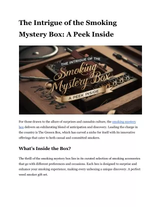 the intrigue of the smoking