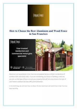 How to Choose the Best Aluminum and Wood Fence in San Francisco