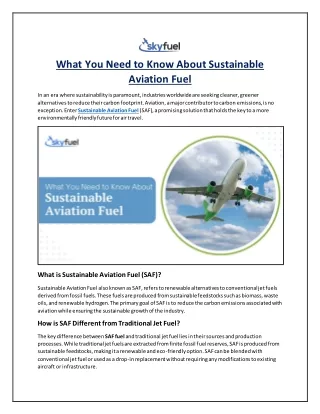 What You Need to Know About Sustainable Aviation Fuel