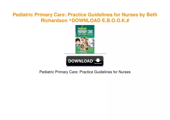 PPT - Pediatric Primary Care: Practice Guidelines for Nurses by Beth ...