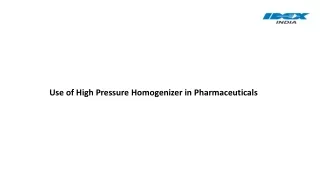 Use of High Pressure Homogenizer in Pharmaceuticals