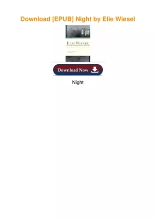 Download Free Pdf Books Night by Elie Wiesel