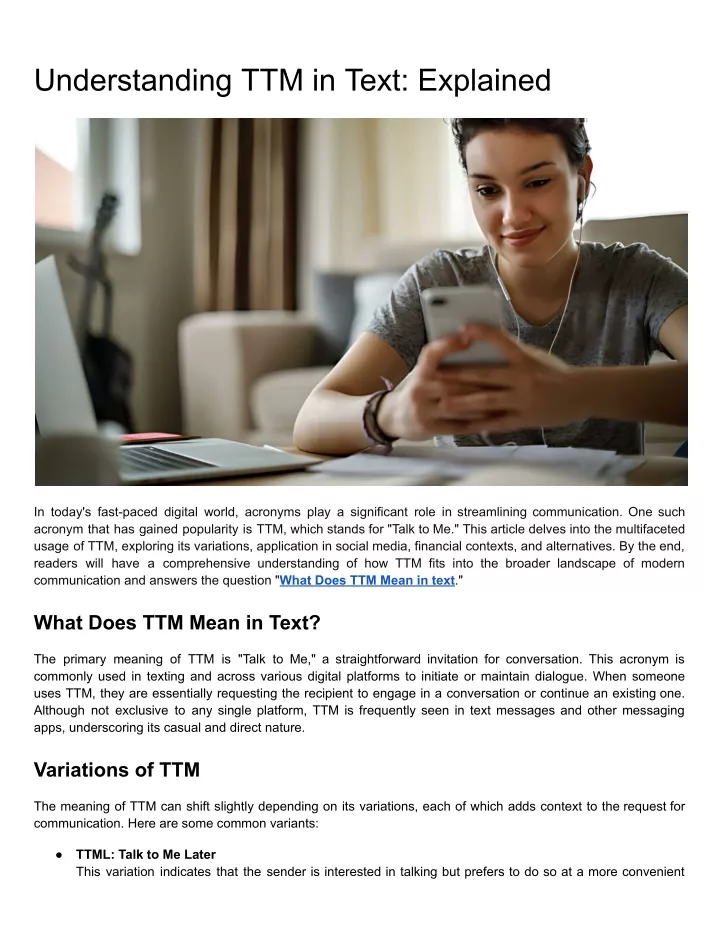 understanding ttm in text explained