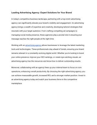leading advertising agency expert solutions