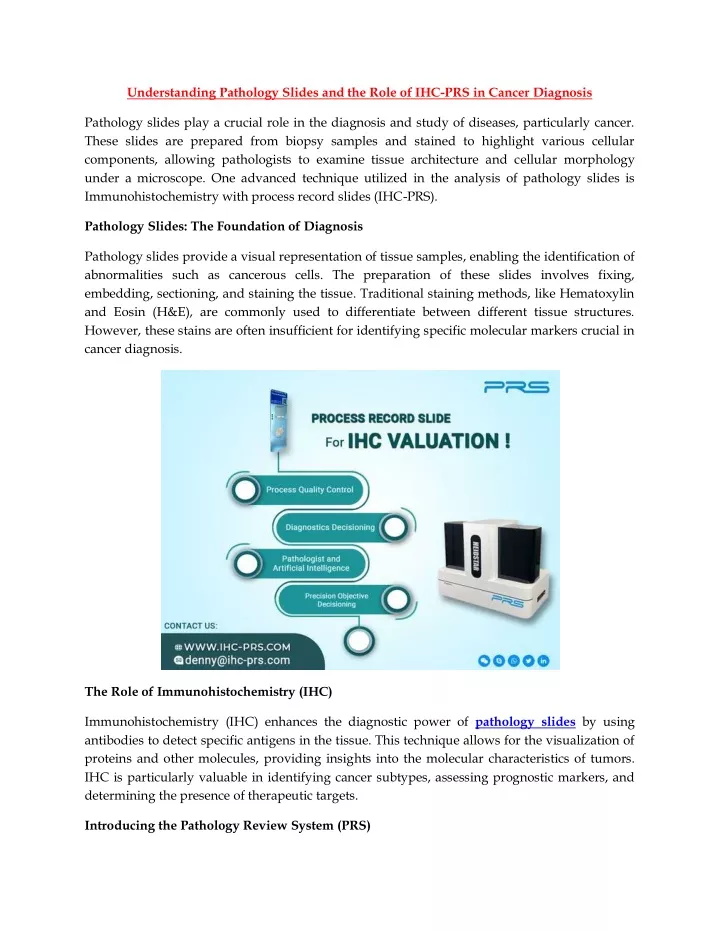 understanding pathology slides and the role