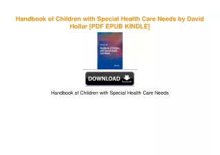Handbook of Children with Special Health Care Needs by David Hollar [PDF EPUB KINDLE]