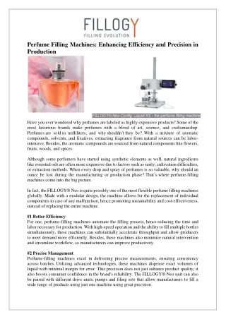 FILLING EVOLUTION GmbH - Perfume Filling Machines Enhancing Efficiency and Precision in Production