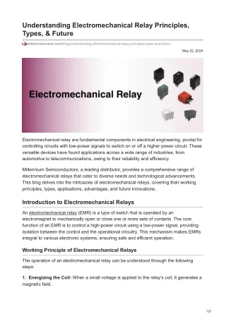 Understanding Electromechanical Relay Principles, Types, & Future