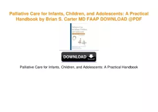 Palliative Care for Infants, Children, and Adolescents: A Practical Handbook by Brian S.