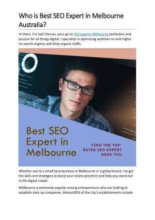 Who is Best SEO Expert in Melbourne Australia