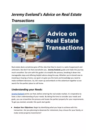 Maximize Profits: Jeremy Eveland's Real Estate Tips