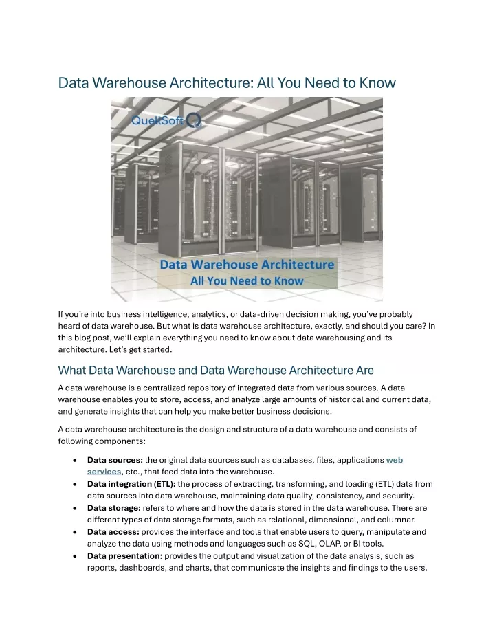 data warehouse architecture all you need to know