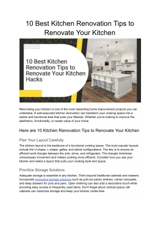 10 Best Kitchen Renovation Tips to Renovate Your Kitchen