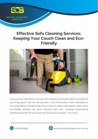 Effective Sofa Cleaning Services Keeping Your Couch Clean and Eco-Friendly