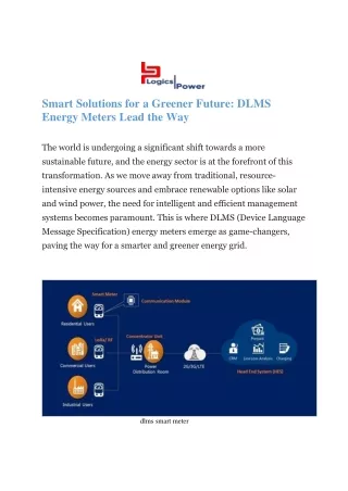 Smart Solutions for a Greener Future DLMS Energy Meters Lead the Way