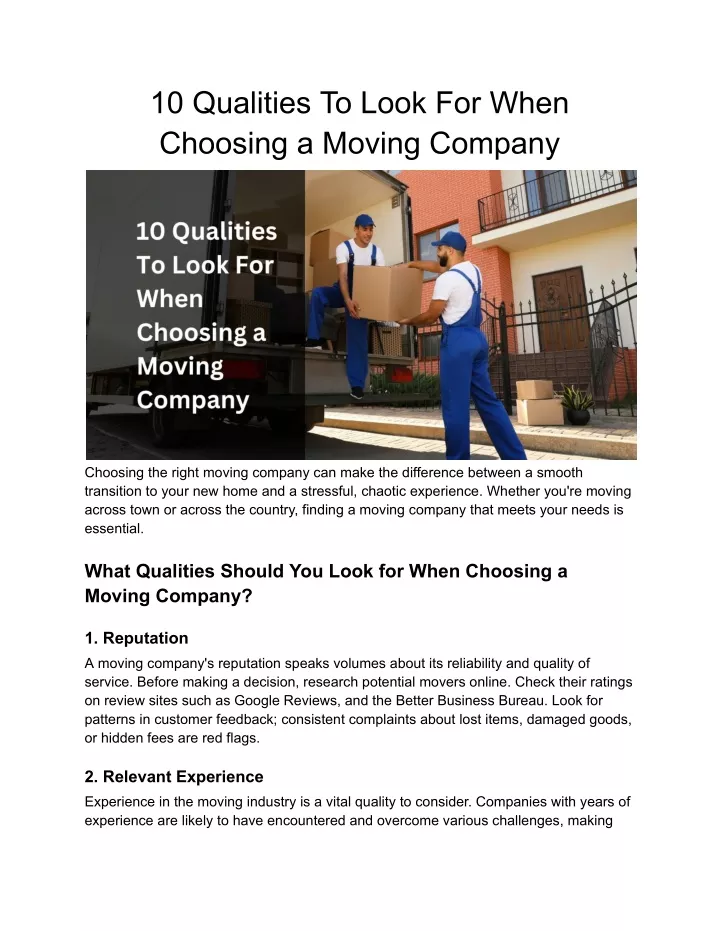 10 qualities to look for when choosing a moving