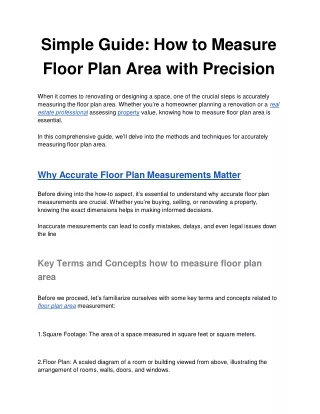Simple Guide: How to Measure Floor Plan Area with Precision