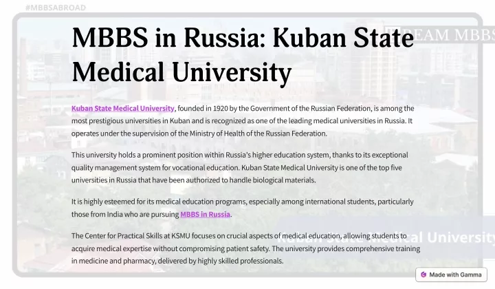 mbbs in russia kuban state medical university