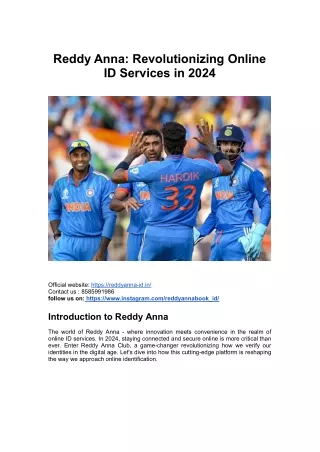 Reddy Anna Revolutionizing Online ID Services in 2024