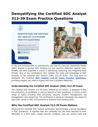 Demystifying the Certified SOC Analyst 312-39 Exam Practice Questions (1)